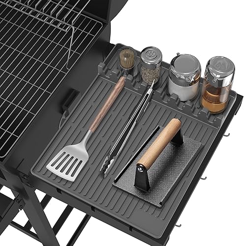 Miniatura 16 de Alfombrilla de herramientas de parrilla de silicona para Blackstone – Alfombrilla grande de espátula de silicona con almohadilla de goteo –