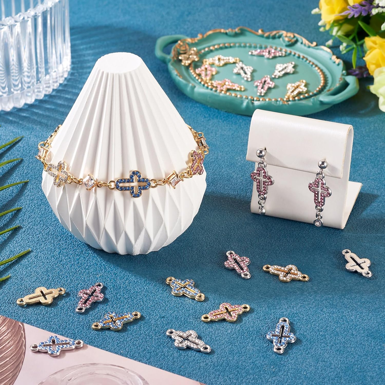 Craftdady Religious Rhinestone Connectors Cross Connector Charms Rhinestone Easter Link Charm Crystal Cross Pendants for Jewelry Making Charms Bracelets Crafts - Image 2