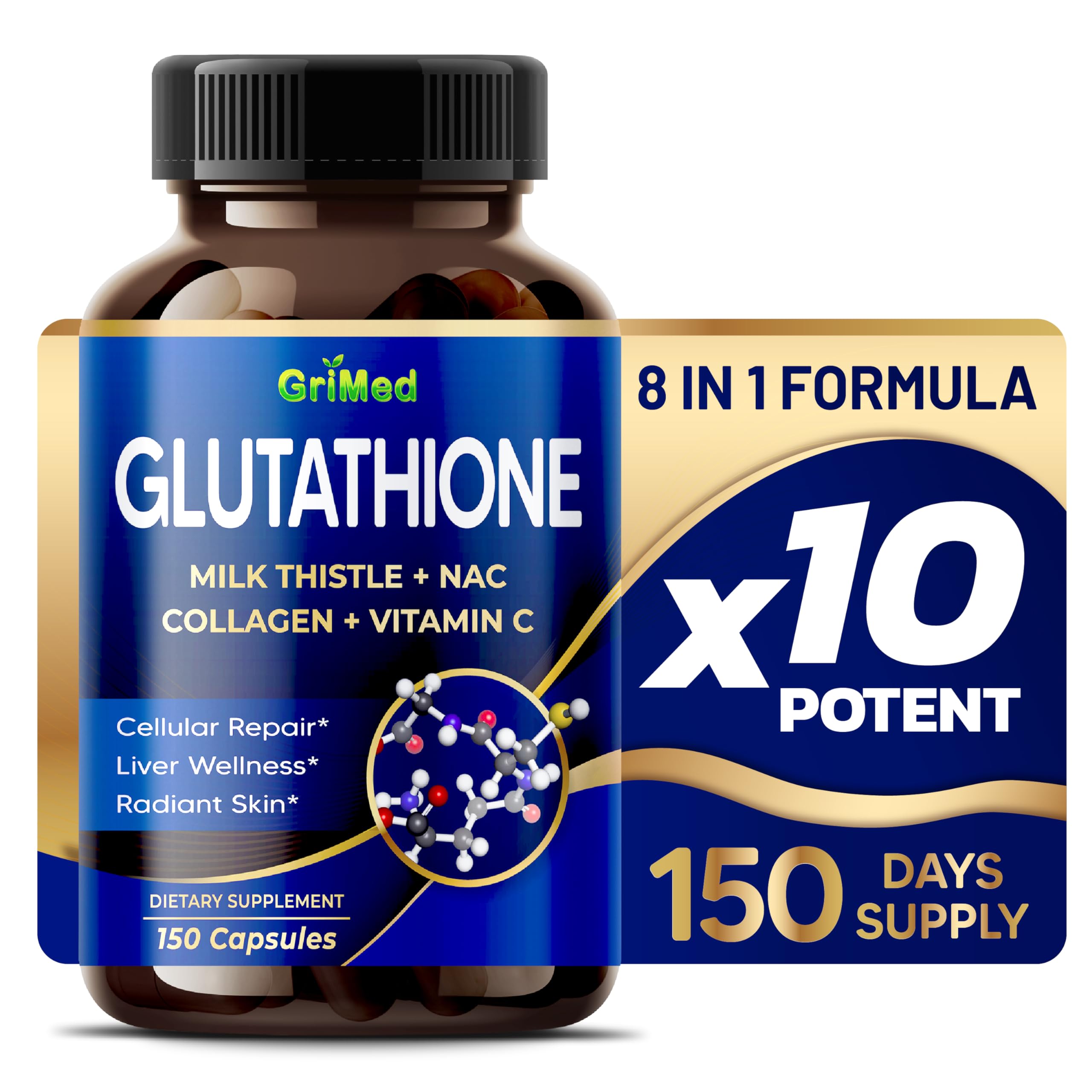glutathione with collagen and vitamin c capsule Amazon.com: GriMed Glutathione 11,200mg - X10 Power with Milk Thistle, NAC,  Collagen, Vitamin C