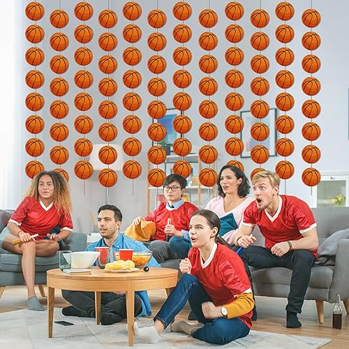 Miniatura 7 de Juego de 12 pancartas de baloncesto para fiesta de cumpleaños, diseño de remolino, para niños, adolescentes, hombres, cumpleaños, foto,