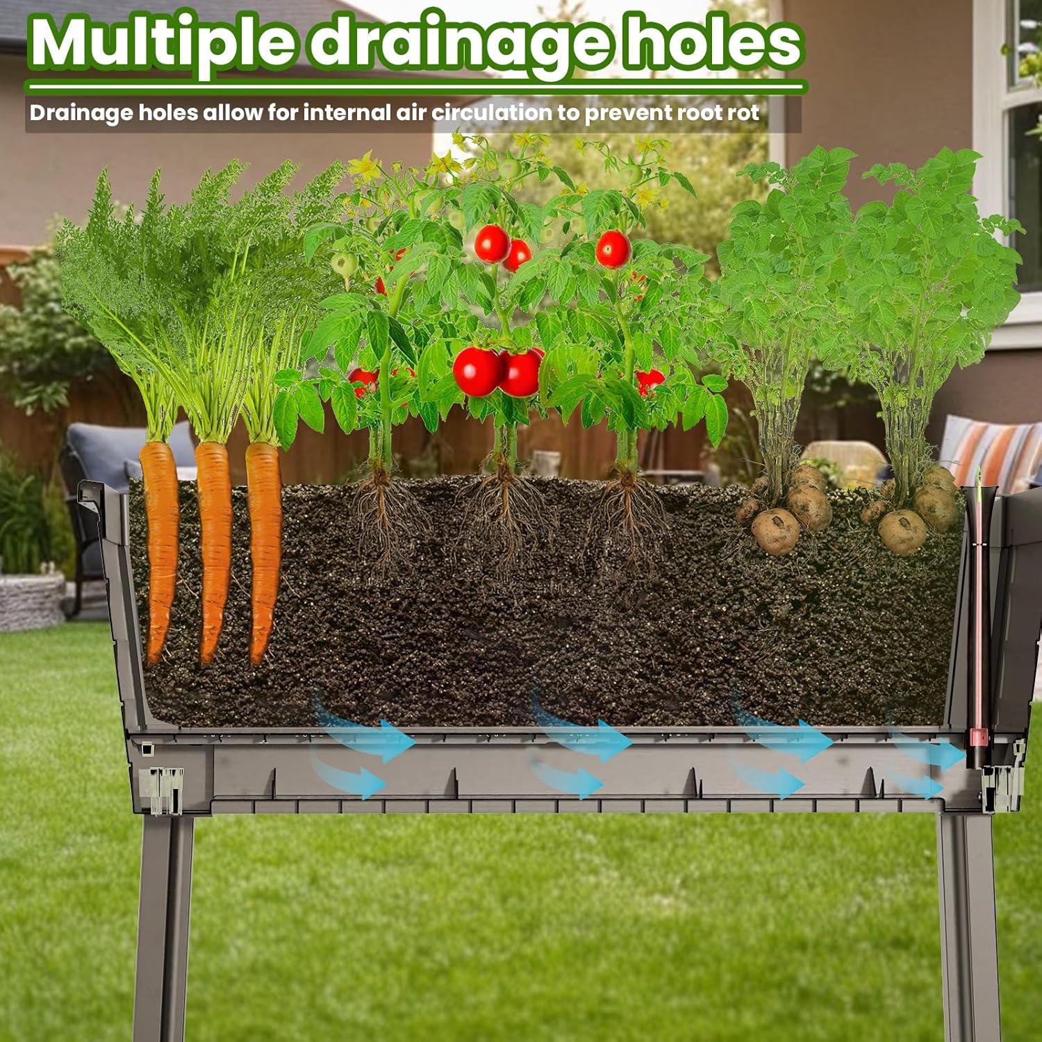 Raised Garden Bed with Wheels Resin Sturdy Planter Waterproof UV-Resistant Outdoor for Flowers Vegetables Herbs in Backyard Patio (2, Grey)