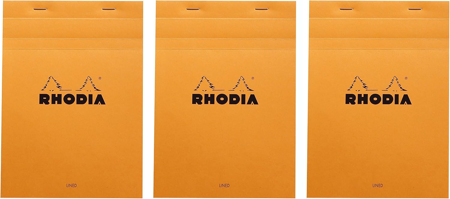 Rhodia Classic Orange Notepad lined - 6 in. x 8-1/4 in, Pack of 3