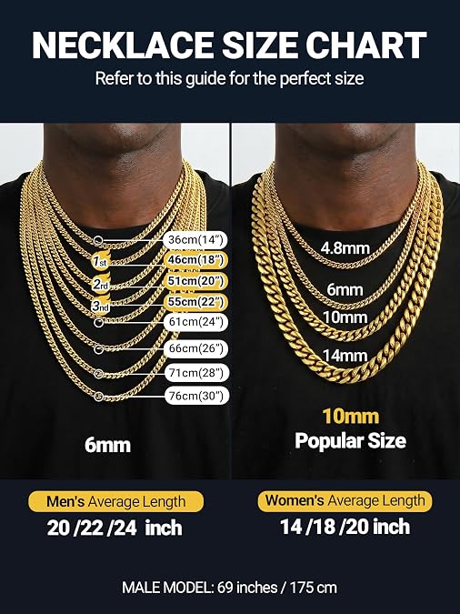 PROSTEEL Miami Cuban Chain Stainless Steel Necklace for Men