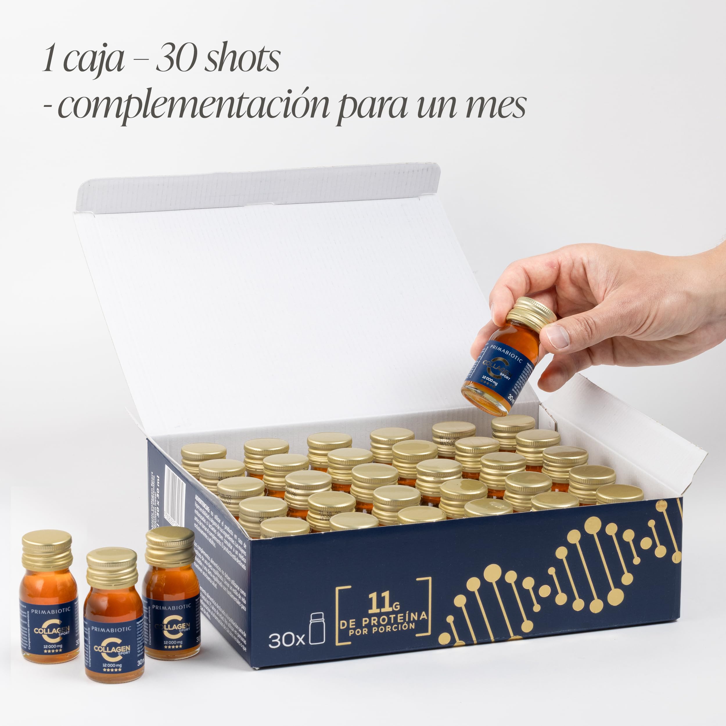 Primabiotic Collagen Sport 12 000 mg | Colágeno Bebible Alto en Proteínas para Personas Activas | 30 Botellitas de 30 ml (900 ml) | Apoyo para Articulaciones, Músculos y Recuperación | Sabor Piña