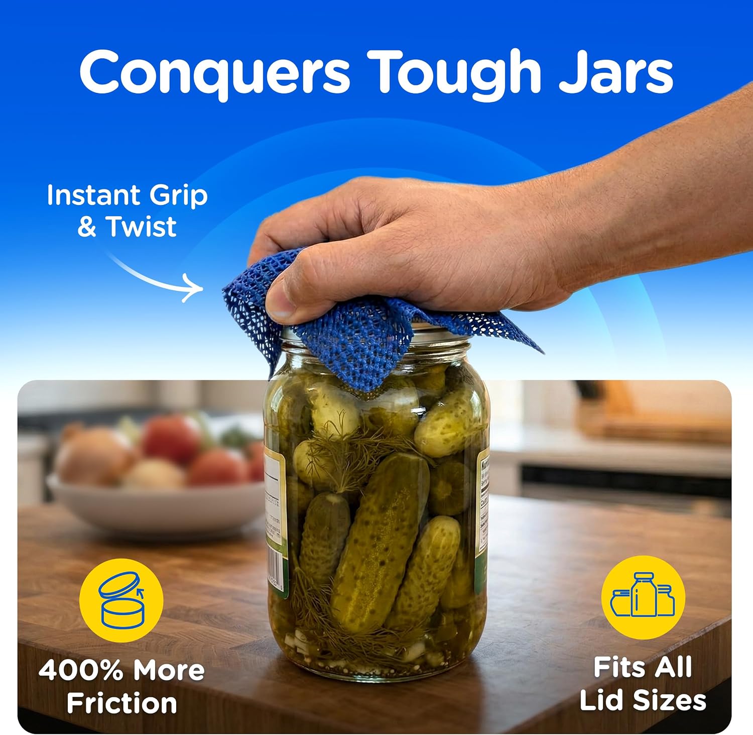Compac Home Mighty Gripper Non-Slip Pads Bottle and Jar Opener, Also Used as a Nonslip Pad to Stabilize Pictures, Keyboards, Lamps, Furniture, and More, 4 Count