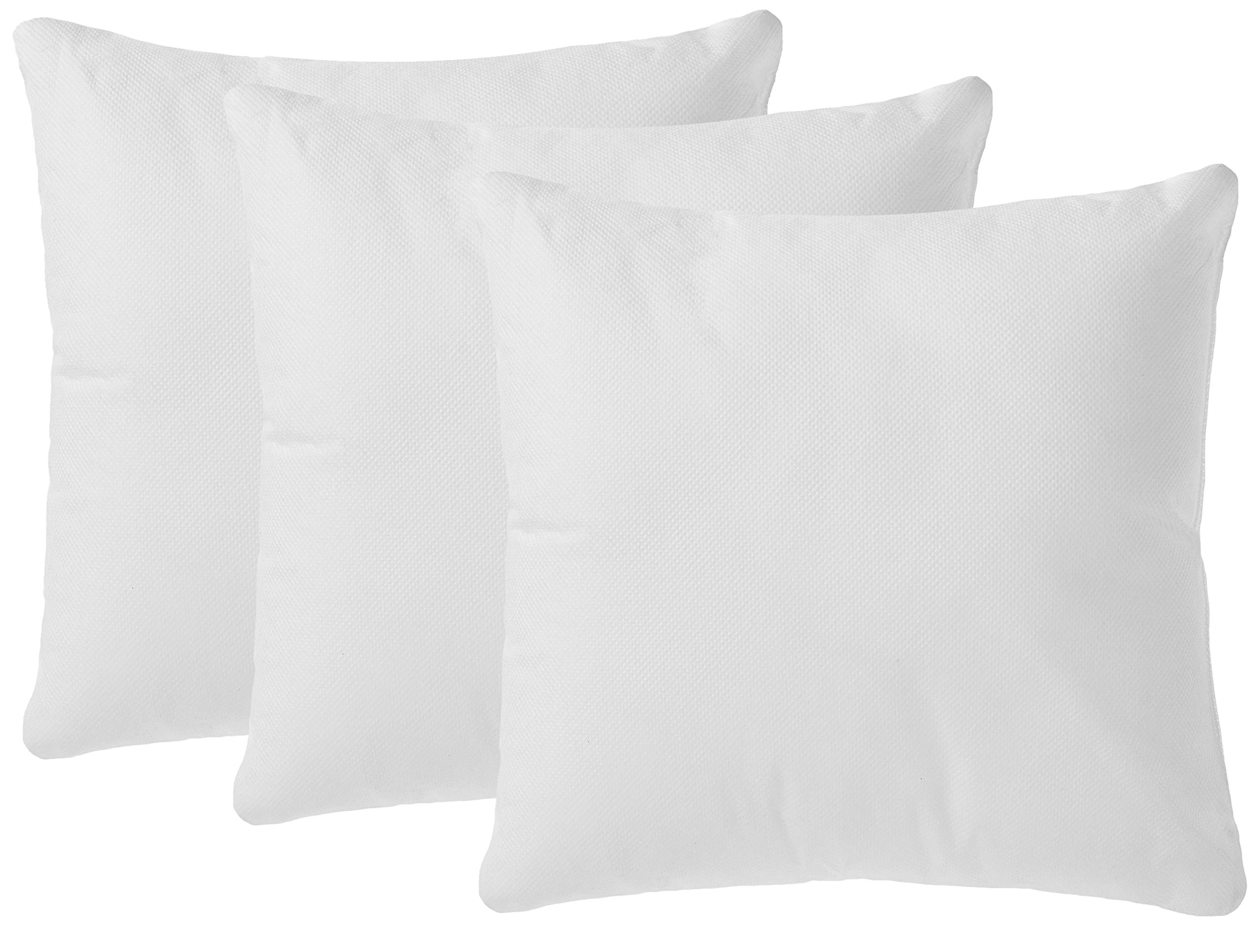 Amazon Brand - Solimo Microfiber Filled Cushion, 16 x 16 inch (40.6 x 40.6 cm), Set of 3, white