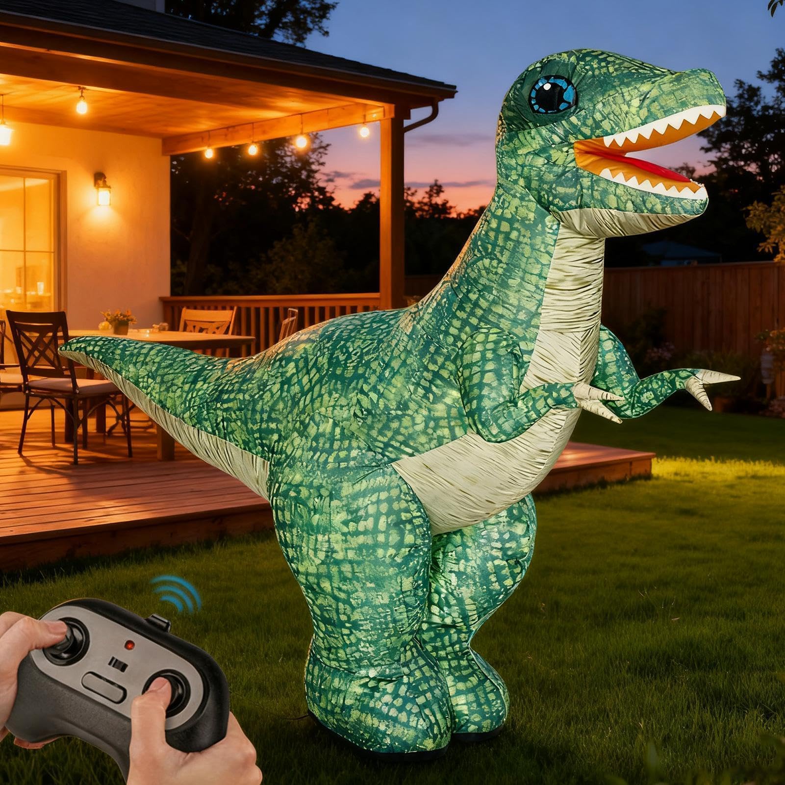Dinosauro gonfiabile telecomandato - 35,4 pollici, tessuto ad alta densità, rotazione di 360 gradi, Rex ambulante elettronico da 2,4 GHz, grande robot ricaricabile | Giocattolo preistorico elettrico,