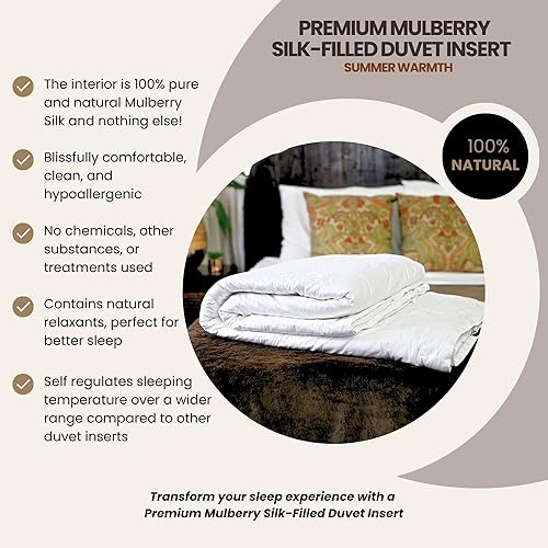 Miniatura 2 de Silk Bedding Direct. Relleno de edredón relleno de seda de morera de primera calidad. Summer Bliss (4 Tog). Tamaño Queen, 90 x 90 pulgadas. Un