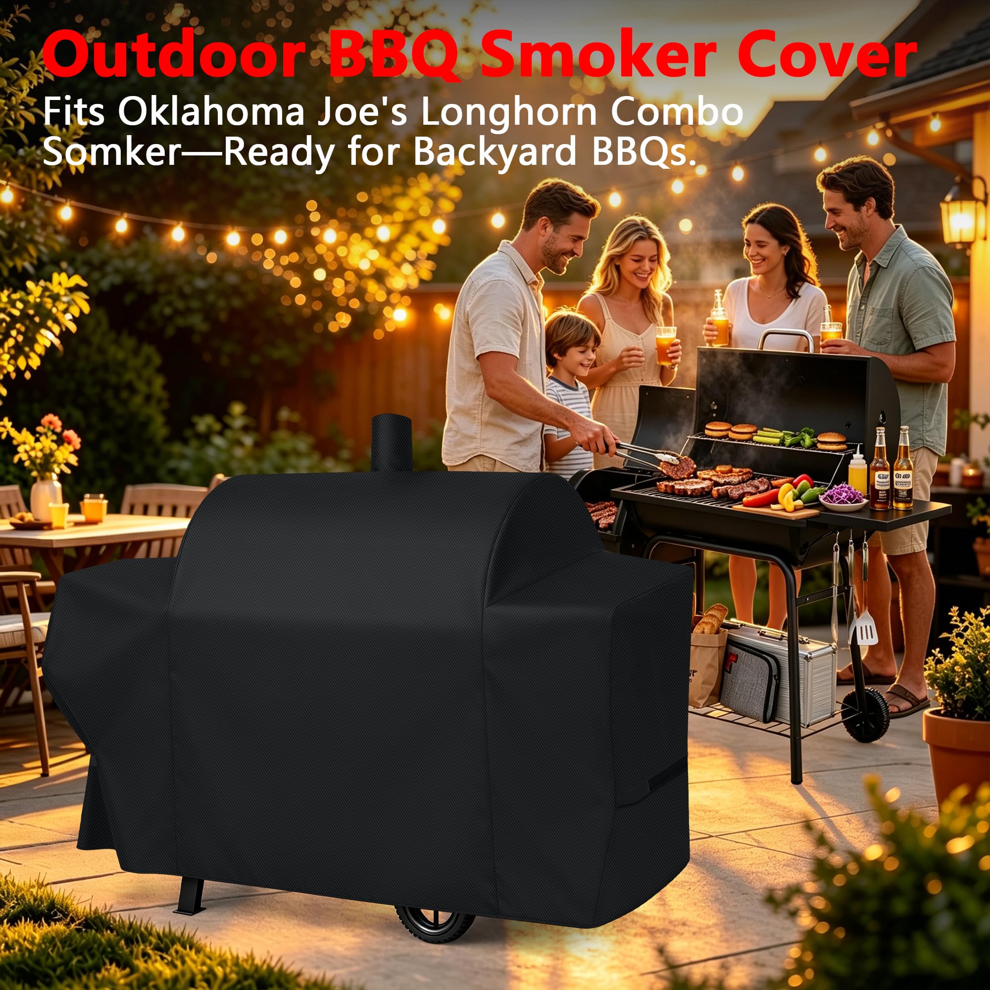 i COVER Pokrowiec na grill do grilla Oklahoma Joe's Longhorn Combo Smoker Combo wytrzymały wodoodporny patio na zewnątrz płótno grill grill grill osłona wędzarni