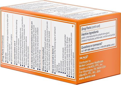 Vista 20 de Motrin IB Ibuprofeno 200mg - Geles líquidos de ibuprofeno, analgésico y reductor de fiebre para adultos, alivio del dolor menor de artritis, dolores