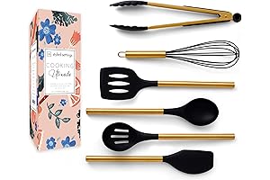 Elegantly Designed 6-Piece Black and Gold Kitchen Utensil Set: The Perfect Kitchen Addition.
