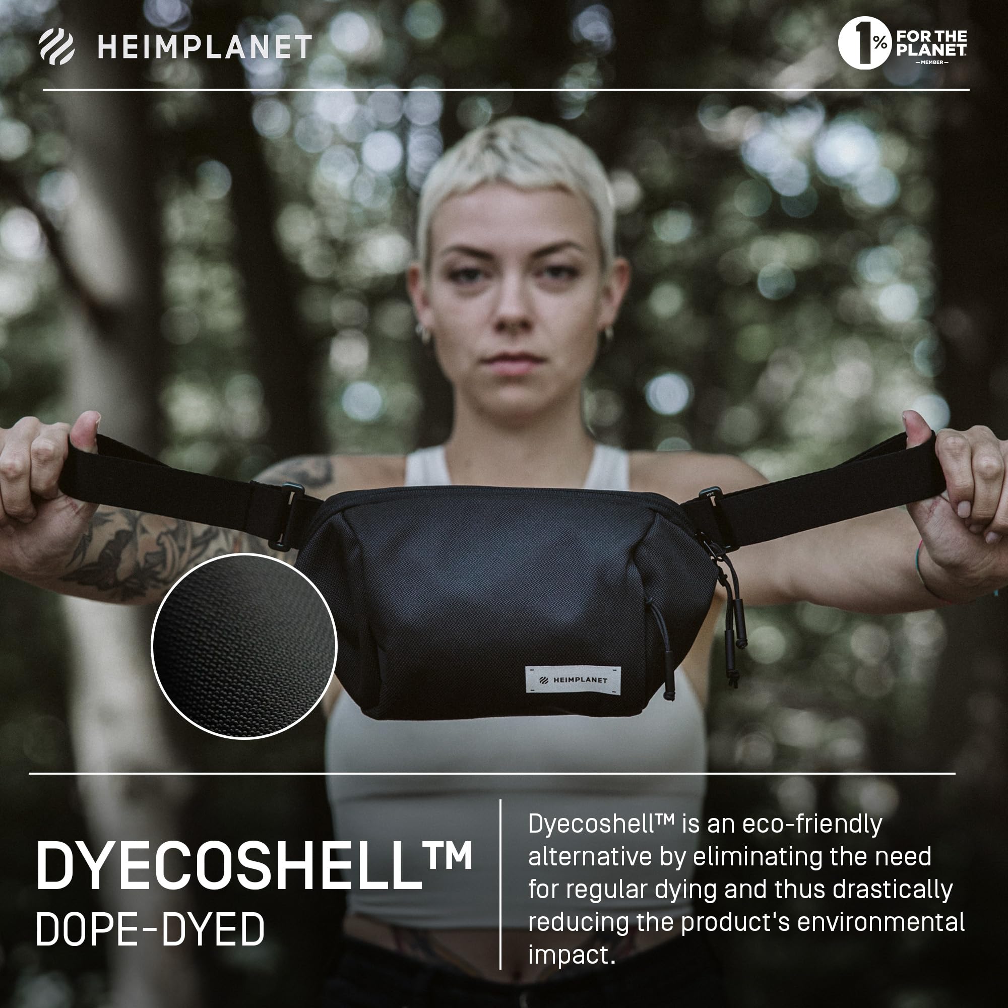 HEIMPLANET Originale | Transit Line Sling Pocket | Marsupio impermeabile in DYECOShell di alta qualità | Supporta l'1% per The Planet (Nero)