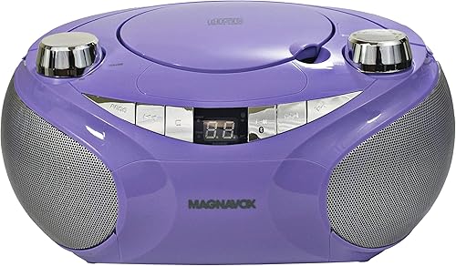 Miniatura 8 de MAGNAVOX MD6949-PL Boombox de CD portátil de carga superior con radio estéreo AMFM y tecnología inalámbrica Bluetooth en morado  Compatible con