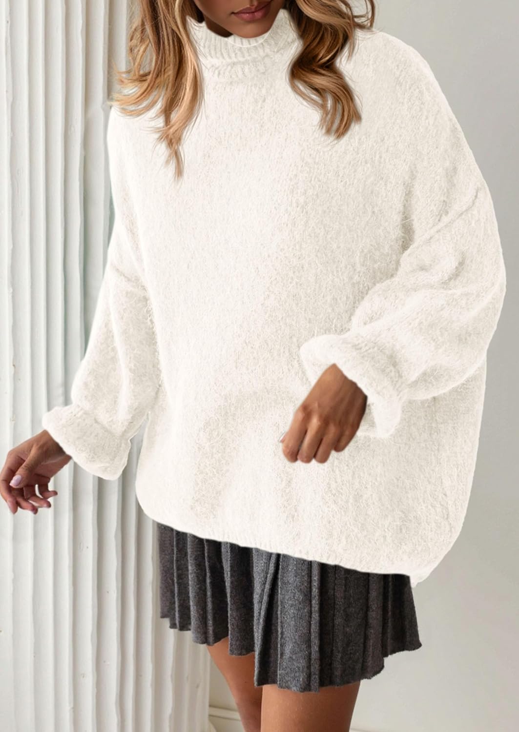 PRETTYGARDEN Oversized Sweaters for Women Fall Clothes 2026 Long Sleeve Mock Neck Tops Chunky Knit Pullover Winter Clothing - Image 8