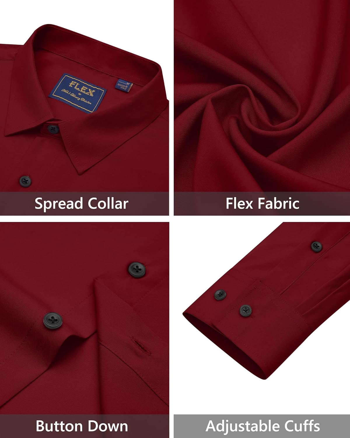 J.VER Men's Dress Shirts Stretch Long Sleeve Formal Shirt Solid Business Casual Button Down Shirts for Wedding Prom - Image 5