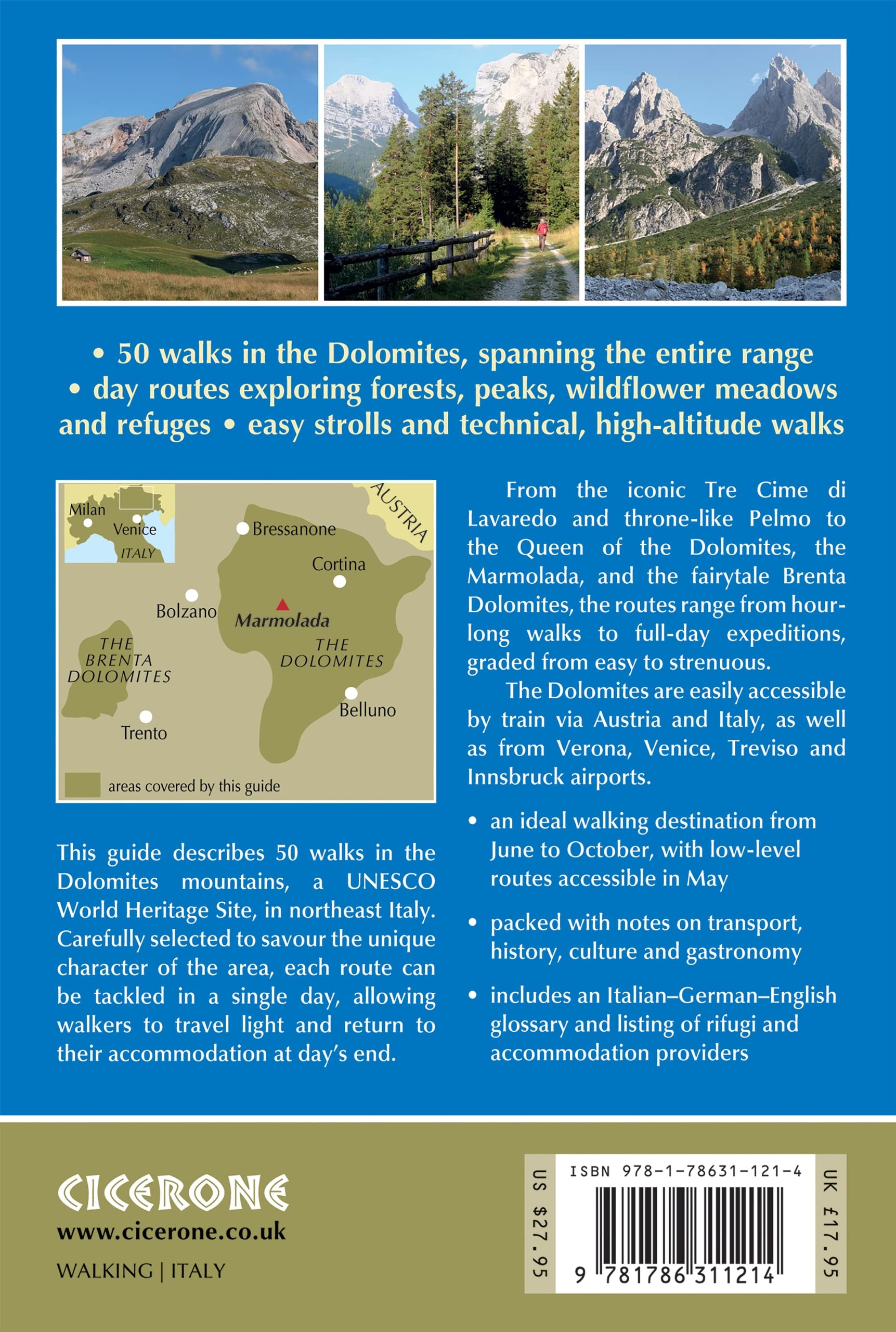 Shorter walks in the dolomites: 50 short walks and all-day hikes in the Italian Dolomites (Cicerone guides)