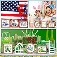 Vista 4 de Bencailor Juego de decoración de bandejas escalonadas intercambiables de 48 piezas para temporada, decoración de granja, vacaciones, Halloween