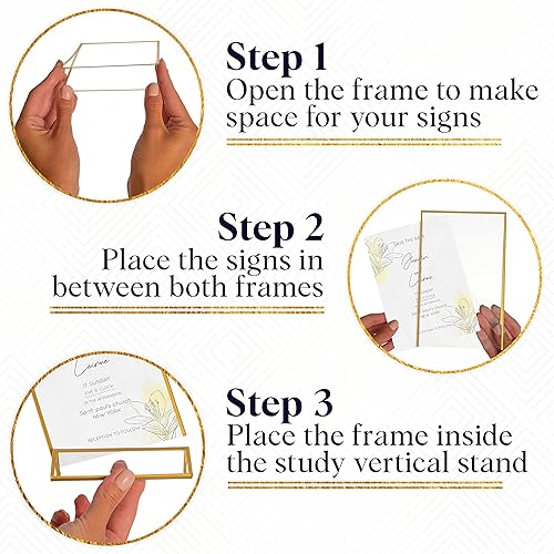 Miniatura 8 de -Marco de acrílico transparente de doble cara, con soporte vertical y borde dorado de 5 x 7 pulgadas (3 milímetros) (paquete de 6)