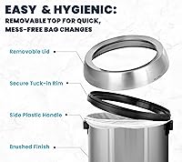 Vista 4 de Alpine Industries-470-65L-1 17-Gallon Stainless Steel Trash Can with Swing Lid - Heavy Duty Garbage Bin with Automatic Swing Closure for Odor