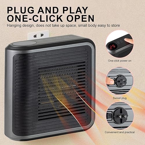 Miniatura 5 de Calentador de espacio eléctrico, calentador pequeño para uso en interiores, calentador de espacio de cerámica PTC, calentador de espacio enchufable