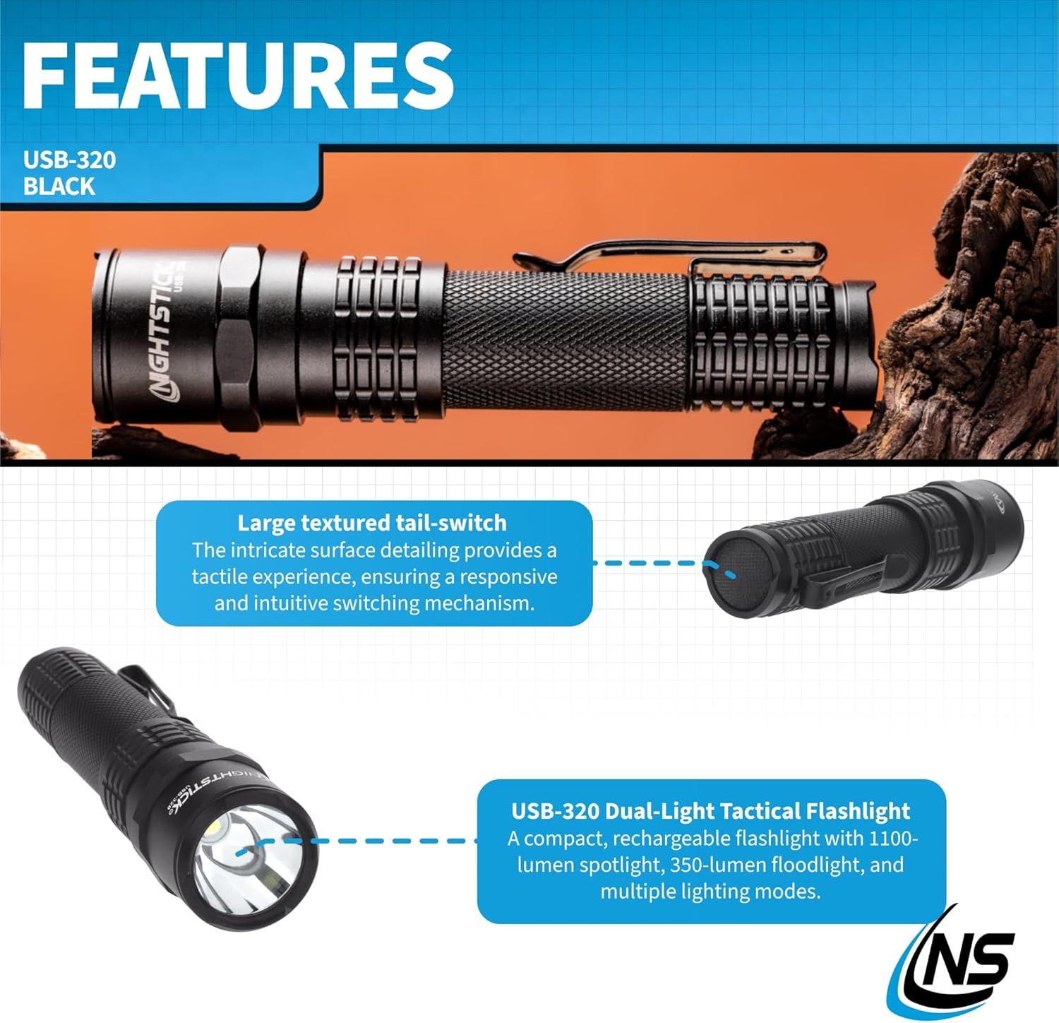 Nightstick USB-320 Rechargeable EDC Flashlight