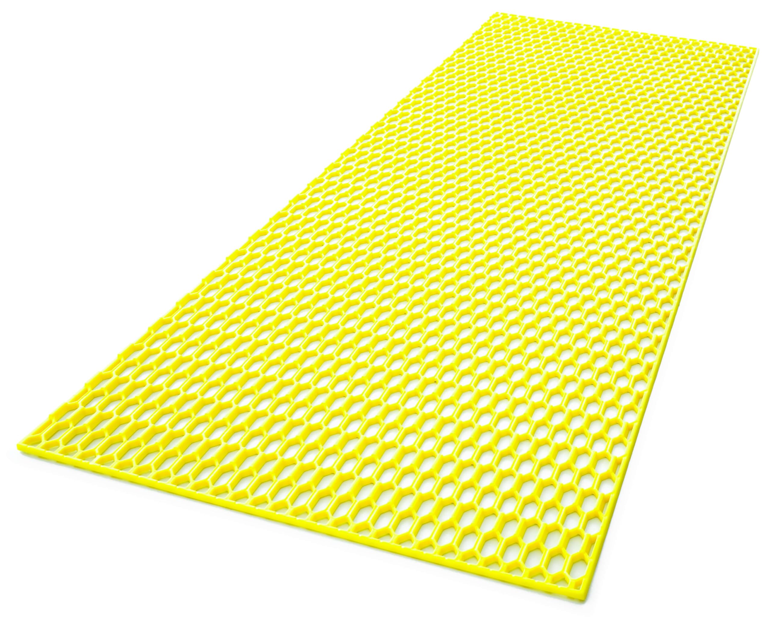 RECAMBO Grille de course en nid d'abeille 120 x 40 cm en plastique jaune fluo compatible avec grille avant, pare-chocs, entrée d'air – Découpable – Légère – Résistant aux intempéries – Aspect tuning