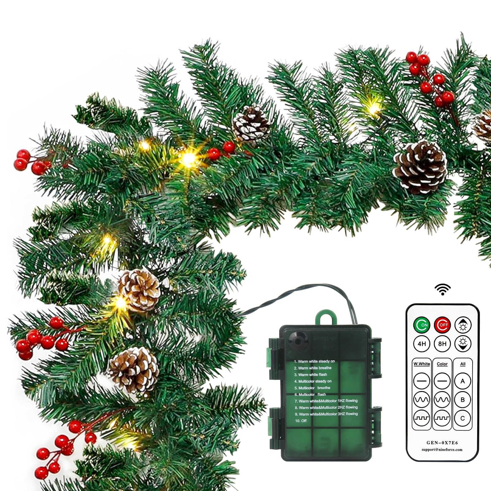 Guirlande de Noël avec lumières étanches et télécommande avec minuteur intégré