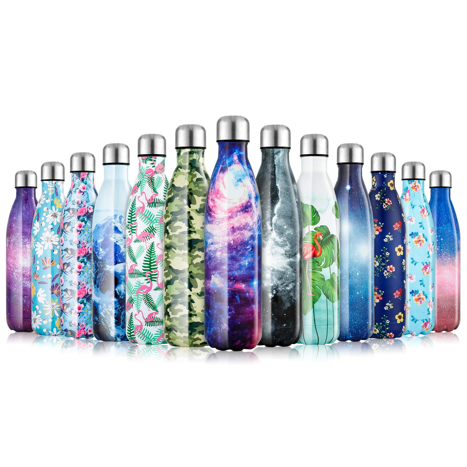 FANCYTIMES Bottles 350/500 / 750ml Vacuum Insulated Stainless Steel Drinking Bottle, Waterproof and Leakproof, Without BPA - Insulated Bottle Ideal for School, Sport, Cycling, Fitness, Camping