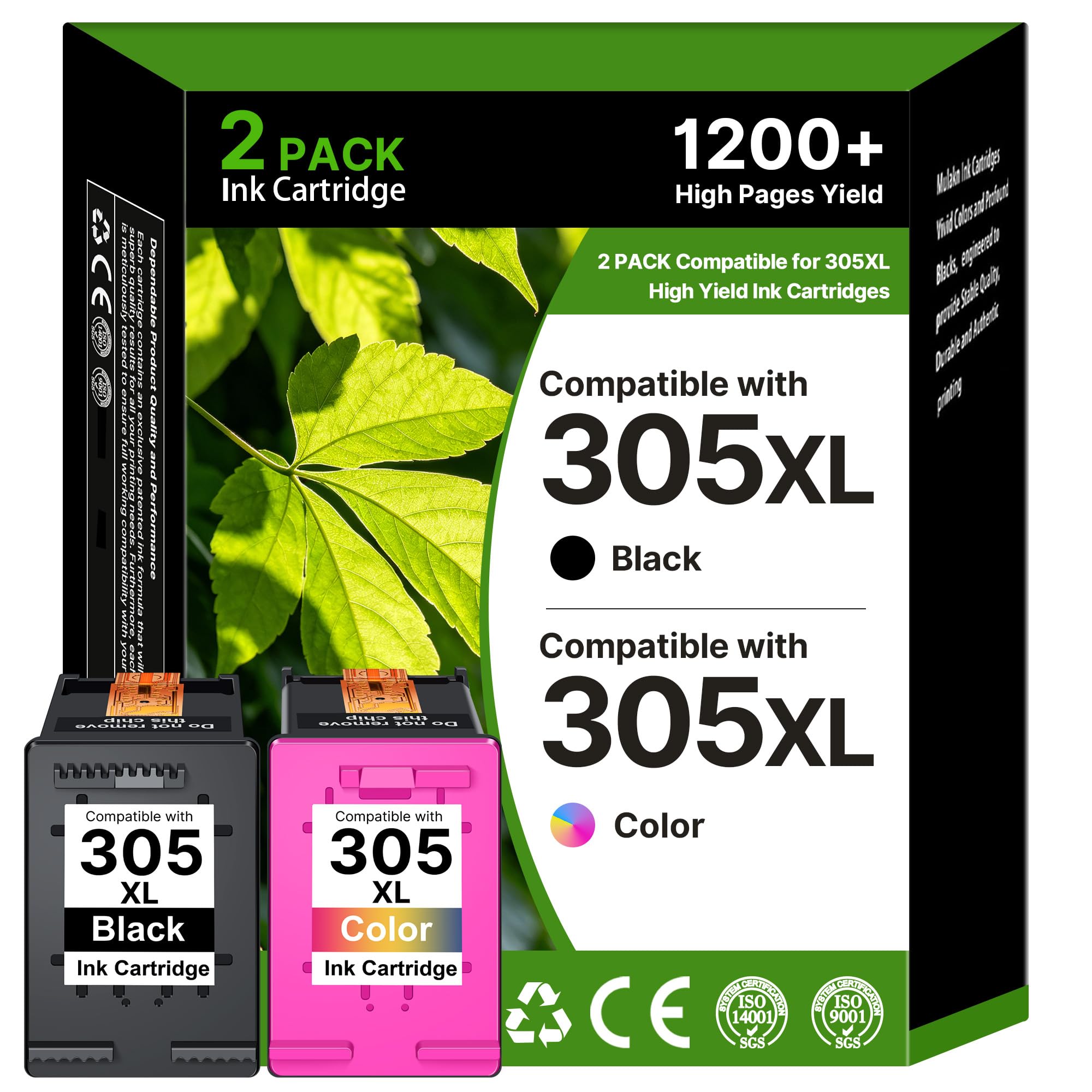 305 Druckerpatrone 305XL Kompatibel für HP 305 Druckerpatronen XL für HP305 305 XL für HP Deskjet 2700 Druckerpatronen DeskJet 2700 2710 2720 DeskJet Plus 4110 4120 Envy 6010 6020 (Schwarz, Farbe)