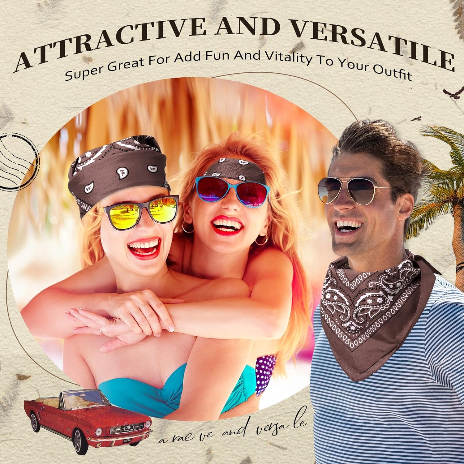 Suhine 12 Pcs Bandanas Bulk 22 x 22 Inch Paisley Headband Cowboy Handkerchief Christmas Thanksgiving Gift for Women Men - Image 4