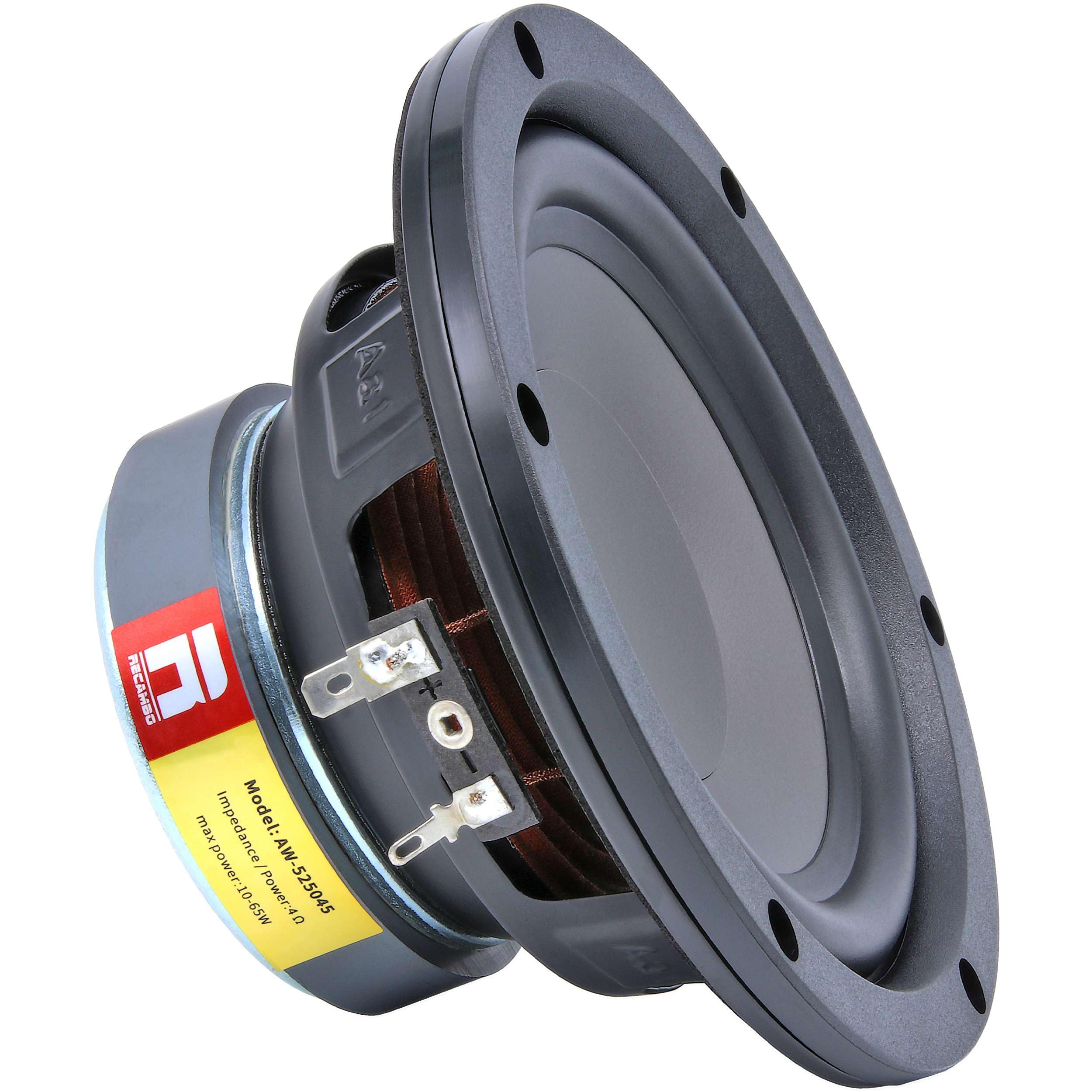 Recambo Haut-parleur médium 140 mm (5,5") 65 W 4 ohms membrane en papier – Son clair, remplacement universel, entraînement précis, montage facile, mise à niveau HiFi de voiture