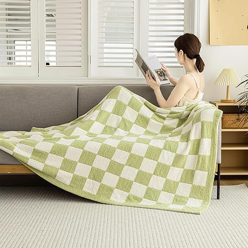 Miniatura 4 de Manta de microfibra suave y acogedora a cuadros, manta cálida y esponjosa de tablero de ajedrez de Navidad, manta reversible decorativa a cuadros
