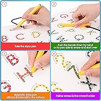 Vista 4 de Magnetic Alphabet Tracing Board - double sided letters & numbers Magnetic Tracing Board, ABC magnets learn to write with magnetic pen, STEM toy
