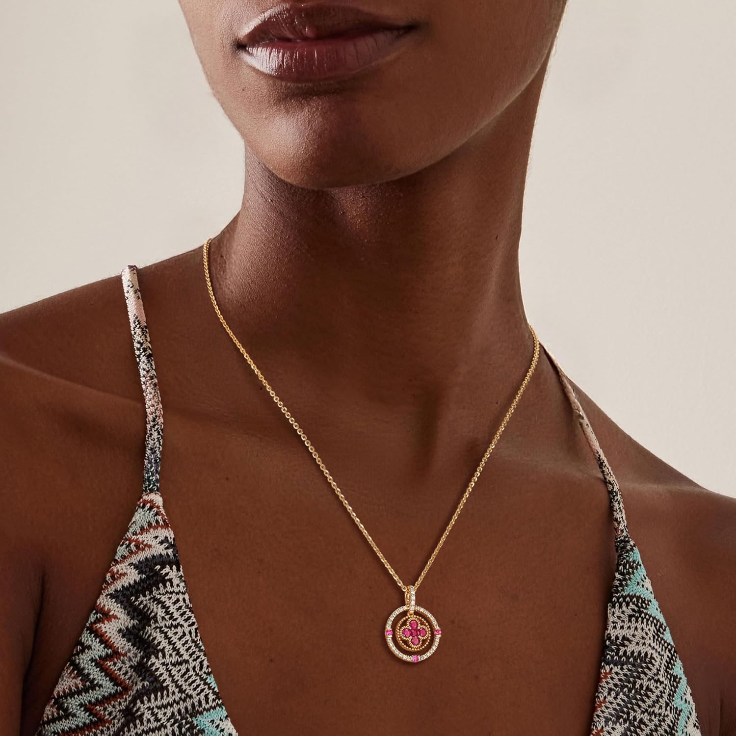 Fettero Gold Necklace for Women,14K Gold Plated Charm Necklaces for Women Gemstone Pendant Necklace Non Tarnish Gold Necklaces Jewelry - Image 3