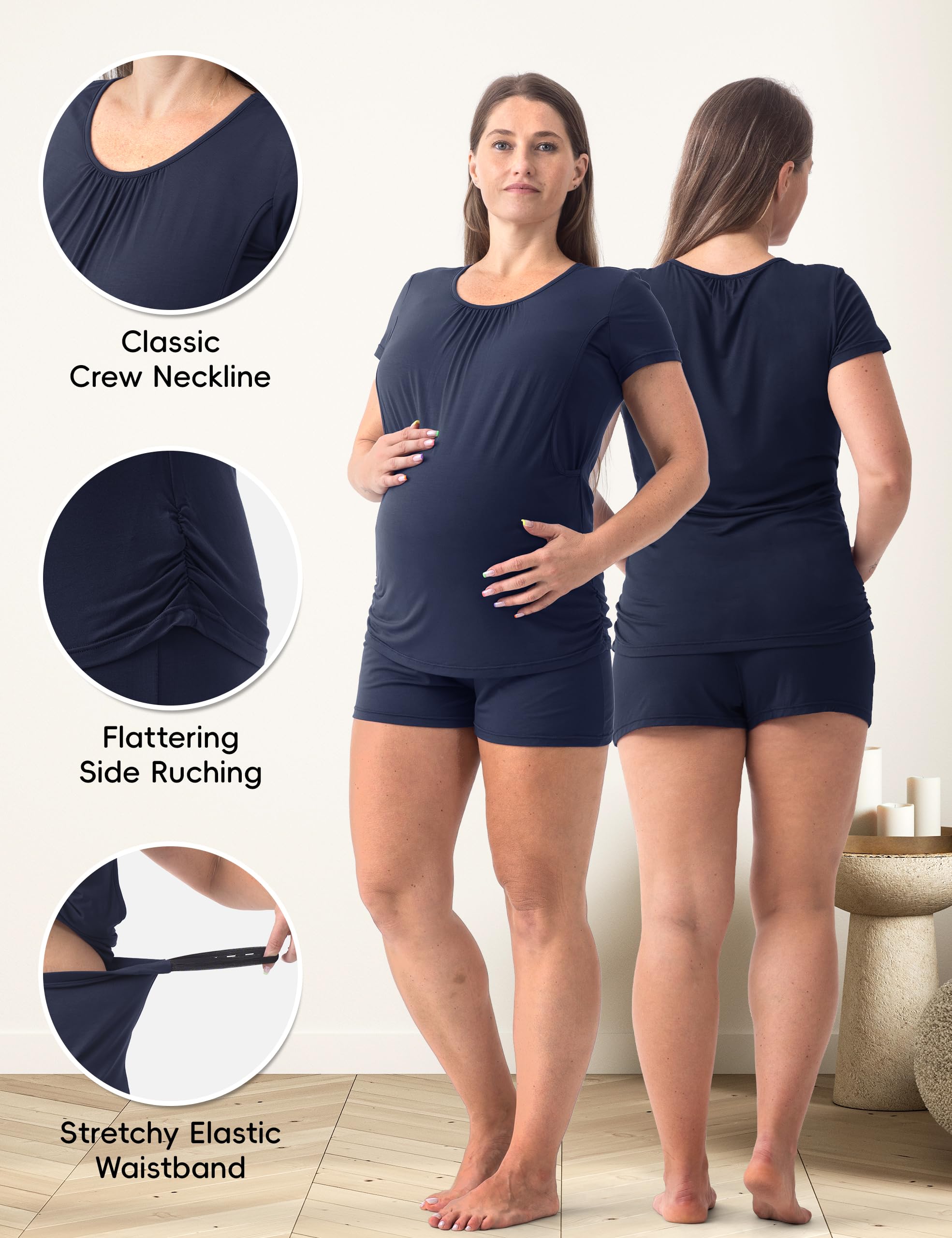 SUNNYBUY Pigiama maternità da donna, a maniche corte, da allattamento e pantaloni, set da 3 pezzi
