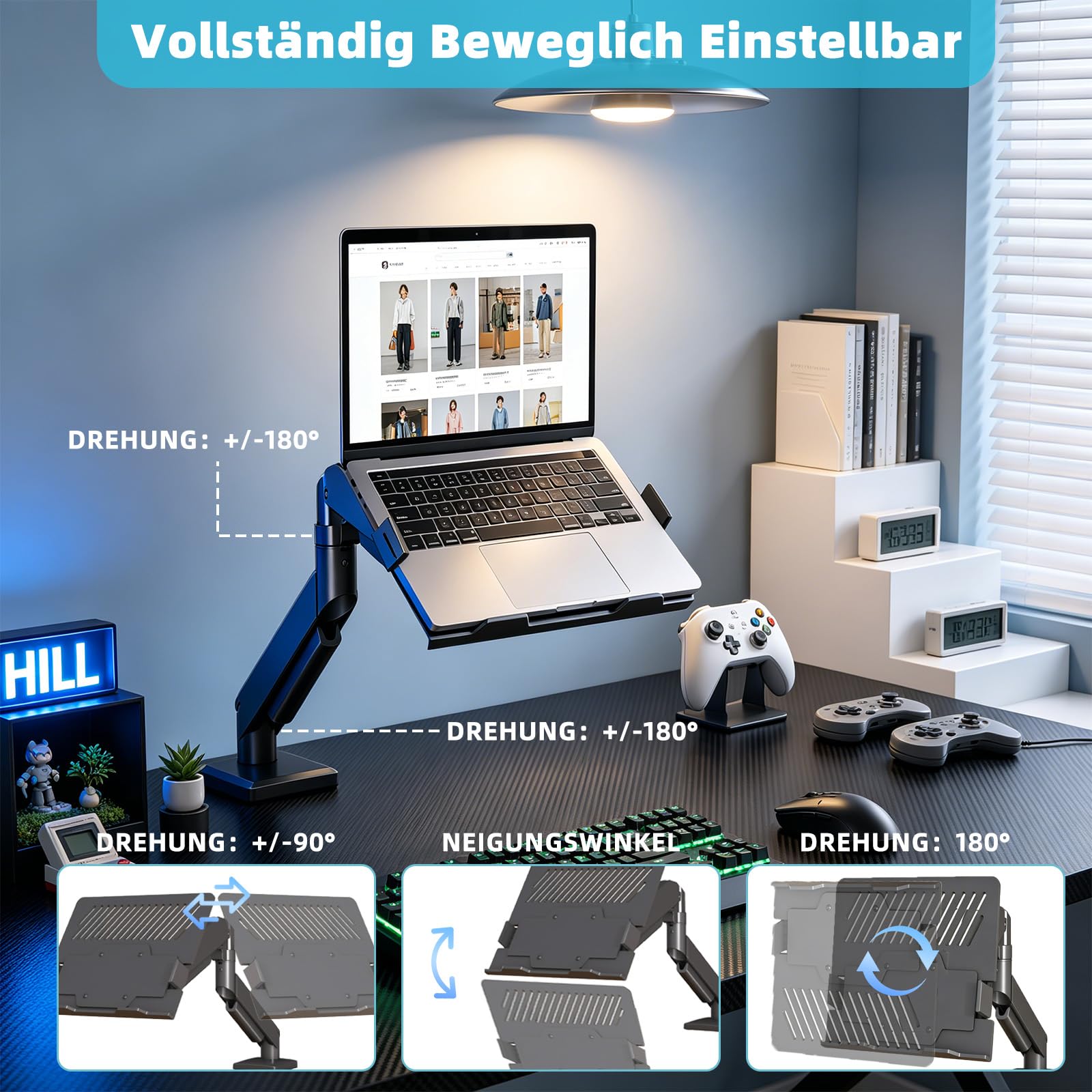 Supporto regolabile 2 in 1 per laptop | Supporto da scrivania per computer portatile da 11-17" e monitor da 17-32", supporta fino a 10 kg