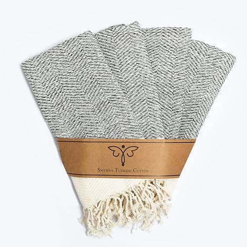 Miniatura 15 de SMYRNA TURKISH COTTON Herringbone Series - Juego de 6 paños de cocina lavables a máquina, ultra suaves, absorbentes, prelavados y de secado rápido