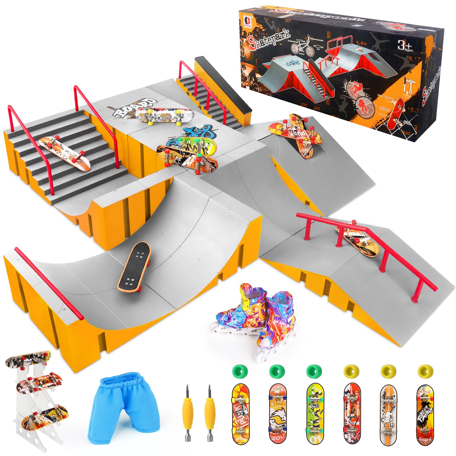 CS COSDDI Kit de rampe de skateboard pour doigts, mini skateboards, kit de rampe, jouet éducatif, cadeau pour enfants