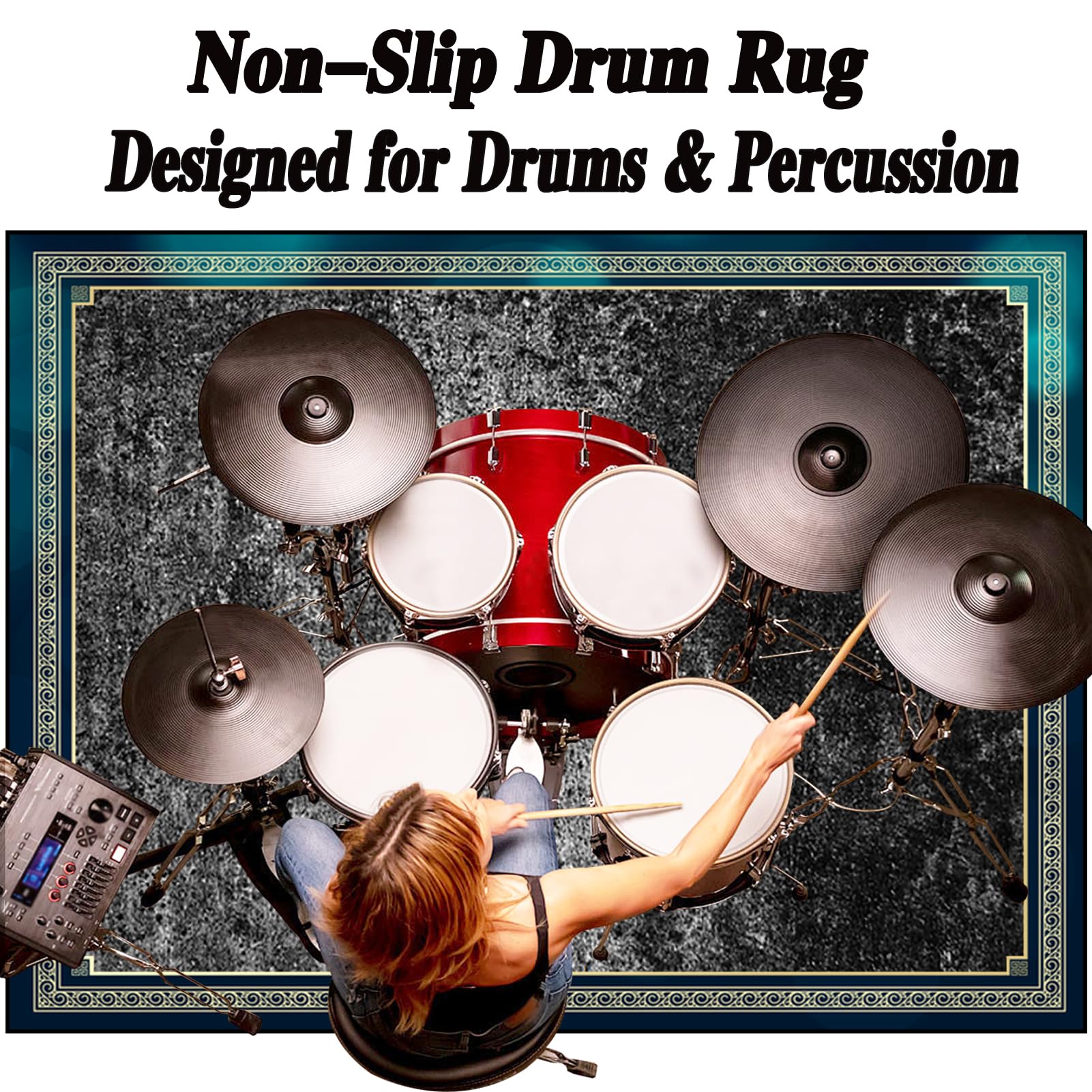 180 x 140 cm Schlagzeug Teppich Schlagzeugteppich Schallschutz Akustik Teppich Schallschutzmatte Drum Rug Drum Matte Trommelteppich rutschfeste Trommel Teppiche für Bass Drum Snare Jazz Drumteppich