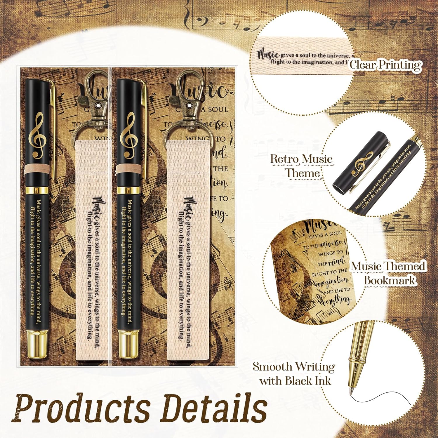 Sayglossy 60 Pcs Music Themed Gifts Bulk 20 Sets Music Party Favors Graduation Gifts for Students Teachers Inspirational Musical Pens Keychains Bookmarks Marching Band Gift for Musicians Band Choir