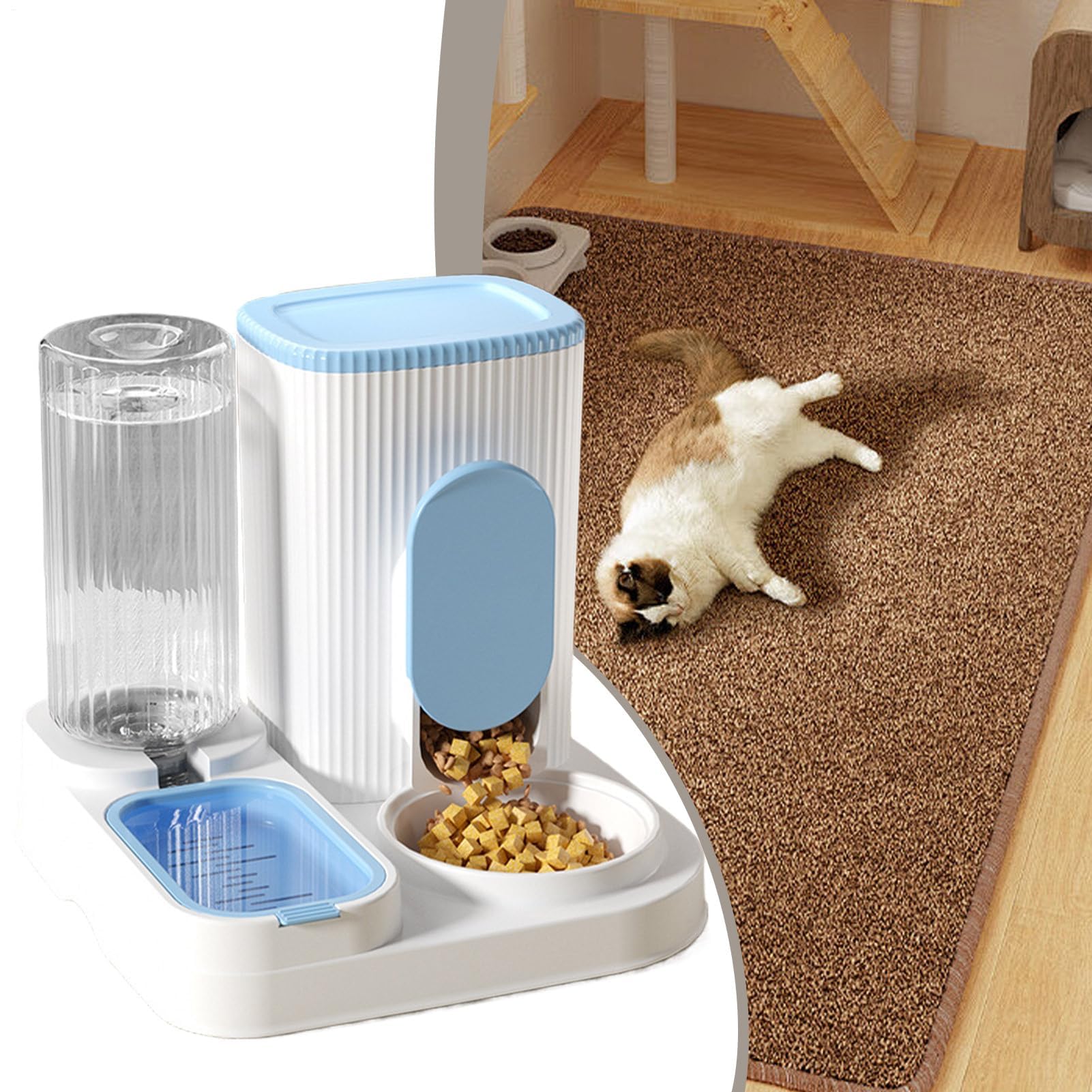 Distributore di cibo e acqua for gatti | Grande capacità 2 in 1 con