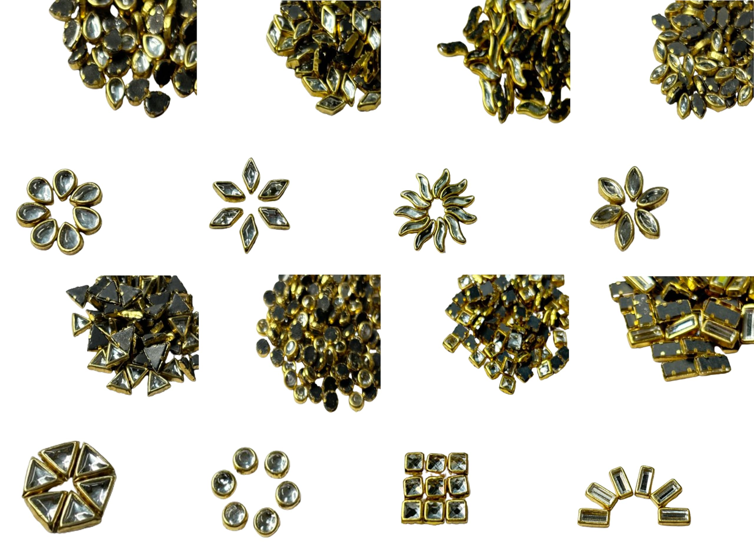 Beads & Crafts: Kundans Stones Jewellery Making, Bangles, Embroidery, Maggan Work (Pack Of Triangle, Eye, Drop, Diamond, S, Rectangle, Square & Round Shapes 10 Gms Each, White, 8 Mm) (B0CBCHRRBD) Amazon Price History, Amazon Price Tracker