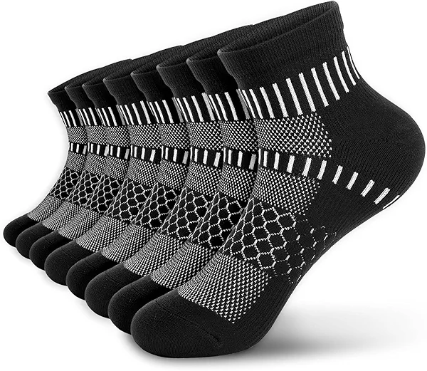 IRAMY Ankle Compression Socks for Men Women Cushioned Running Athletic Socks Plantar Fasciitis Relief 2/4/6 Pairs