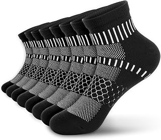 IRAMY Ankle Compression Socks for Men Women Cushioned Running Athletic Socks Plantar Fasciitis Relief 2/4/6 Pairs