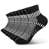 IRAMY Ankle Compression Socks for Men Women Cushioned Running Athletic Socks Plantar Fasciitis Relief 2/4/6 Pairs