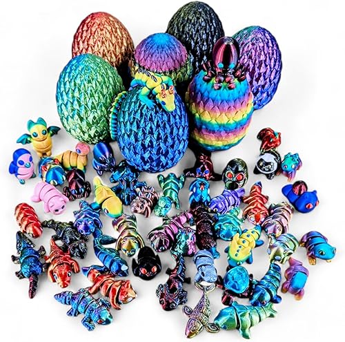 Miniatura 8 de Paquete de 10 minianimales misteriosos, figuras articuladas de animales impresos en 3D, diseños únicos y divertidos, incluye huevo misterioso,