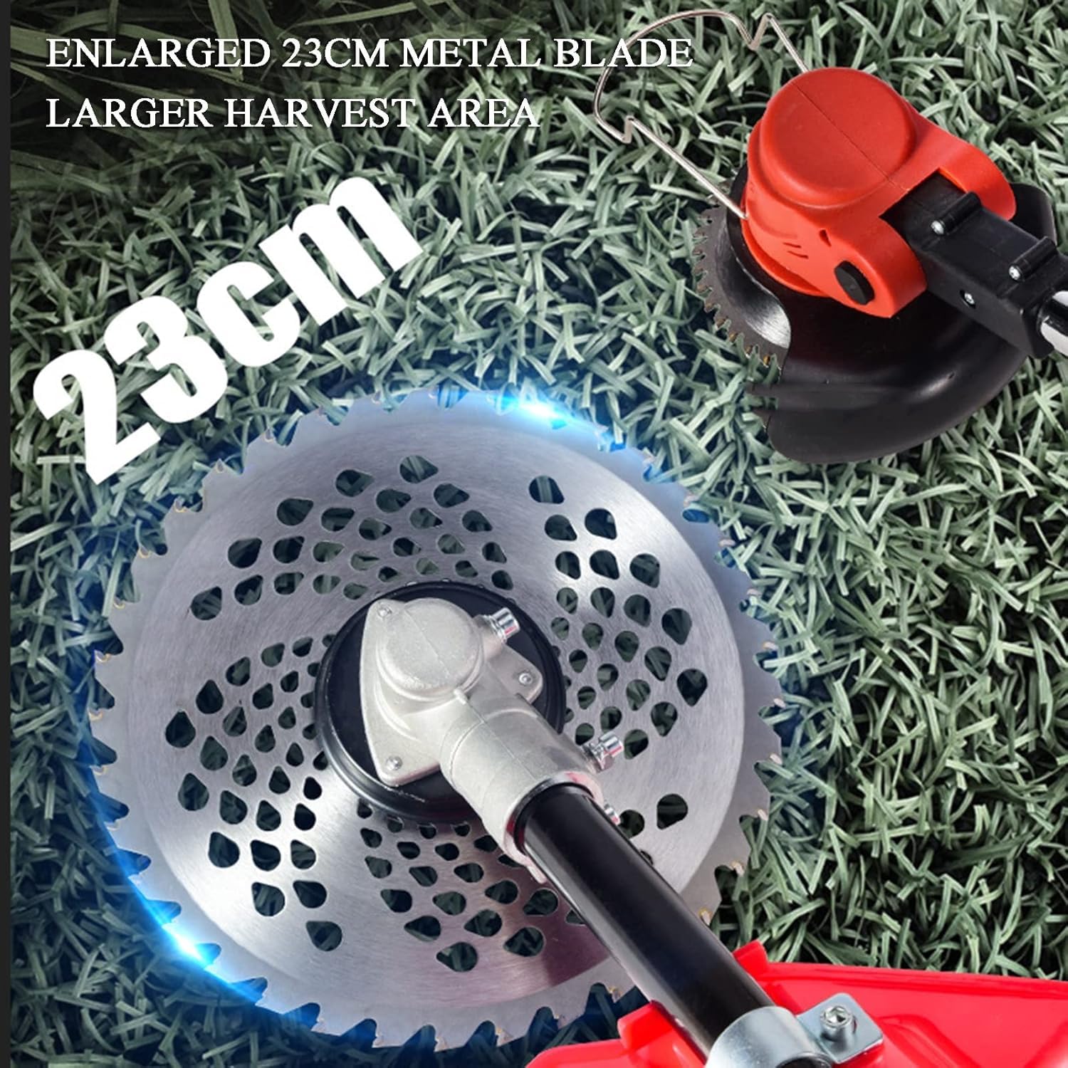 Desbrozadora Inalámbrica, Herbicida Eléctrica con 2 Cuchillas, Cortadora De Césped Portátil De 700 W, Cortadora De Malezas con Batería De 25000 MAh, para Poda De Arbustos De Jardín De Césped