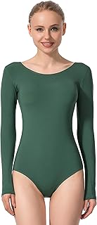 MOLLDAN Womenâ€™ s Basic Long Sleeve Ballet Dance Leotard(S,Atrovirens)