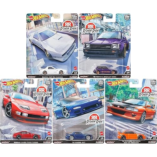 Hot Wheels Set of 5 Premium Car Cuture Ronin Run 1:64 Scale Collectible Die Cast Metal Toy Car Models