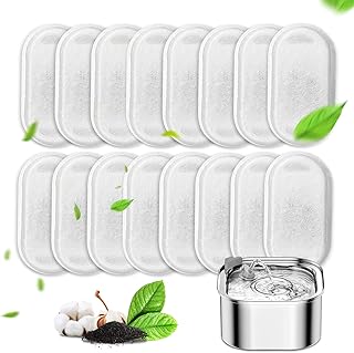 Carcent Cat Fountain Filters, 16 Pack Cat Water Fountain Filter for Stainless Steel 67oz/2L Pet Fountain, Replacement Filters for Pet Drinking Fountain